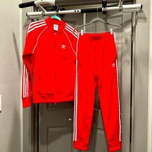 ADIDAS SST TRACK SUIT PRIME BLUE IN RED